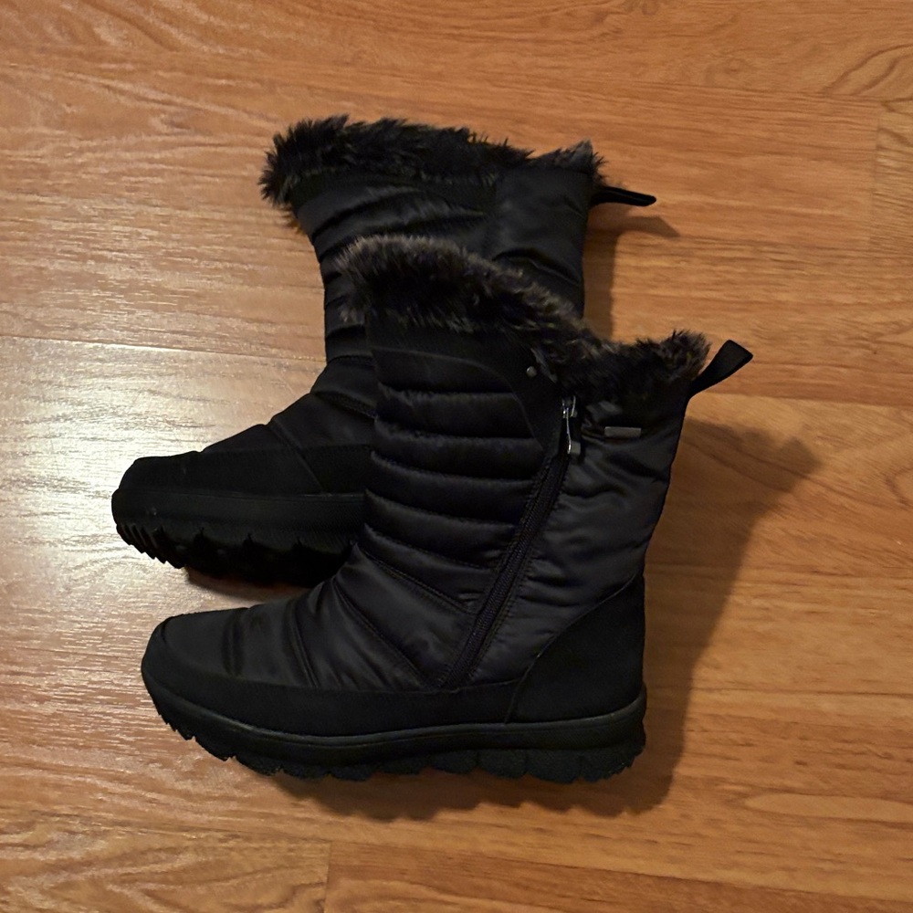 Women's Black Winter Boots with Faux Fur Lining